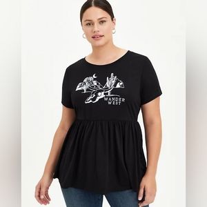 TORRID Size 4 NWT Black Babydoll Tee